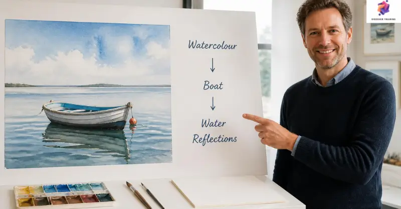 watercolour paintings paint boats and water